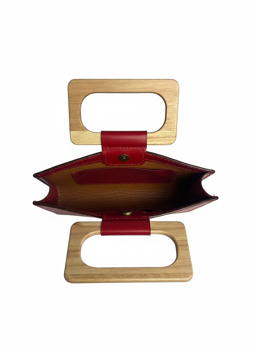 Rectangular “U” with Wooden Handles (red/natural wood handles)