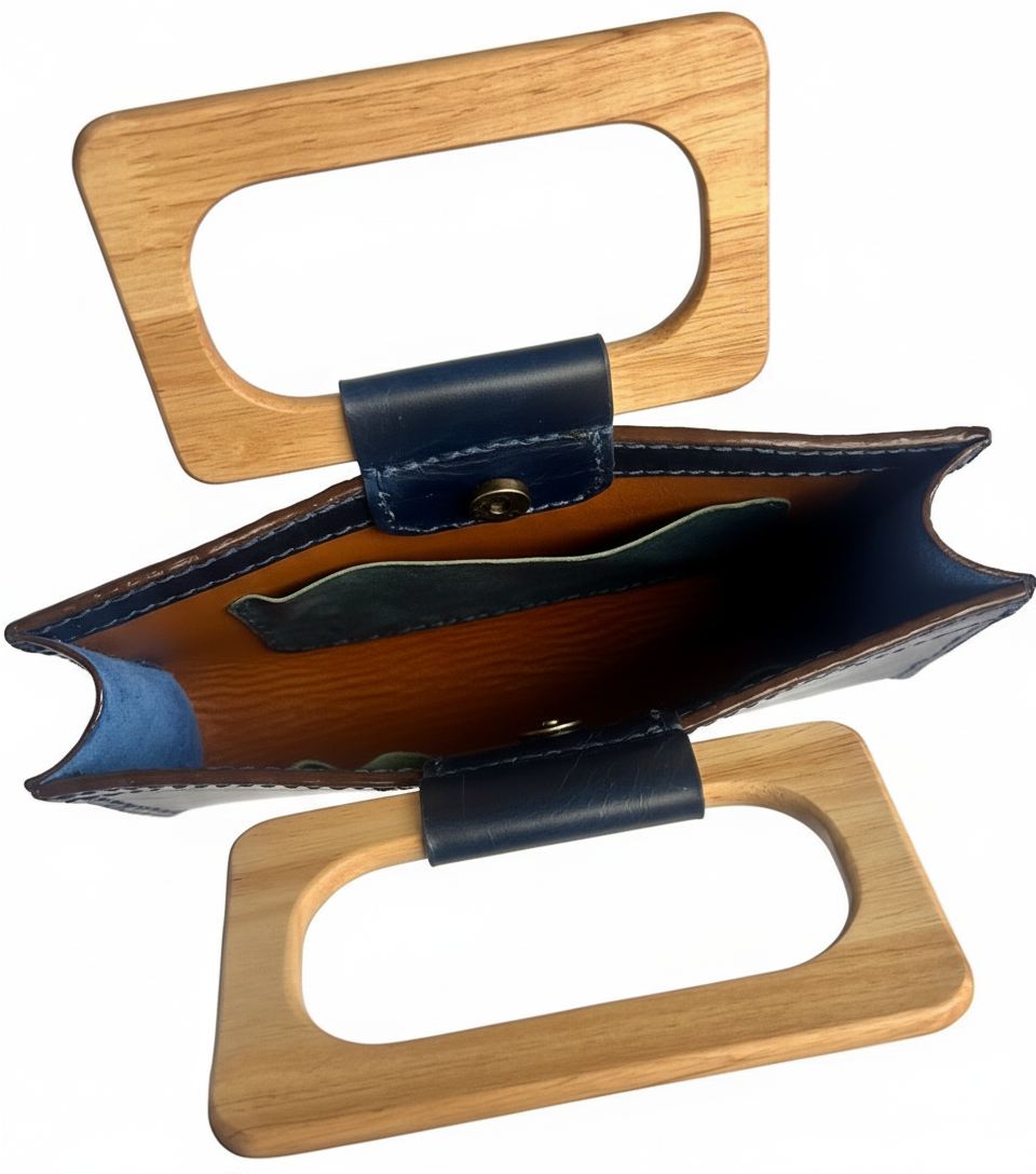 Rectangular “U” with Wooden Handles (blue/natural wood handles)