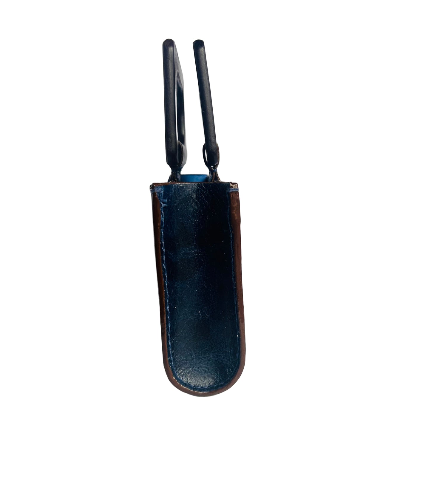 Rectangular “U” with Wooden Handles (blue/dark brown handles)