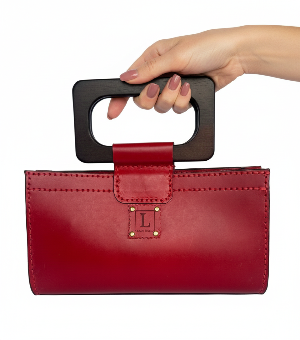 Rectangular “U” with Wooden Handles (red/dark brown handles)