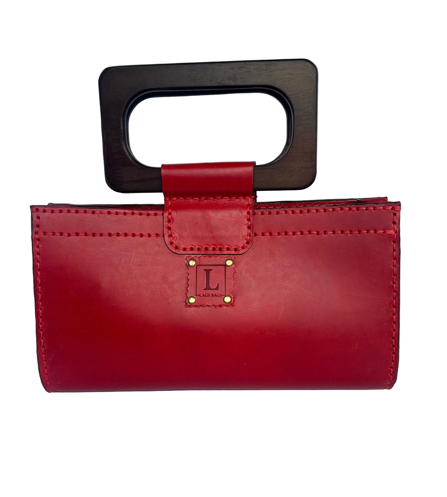 Rectangular “U” with Wooden Handles (red/dark brown handles)