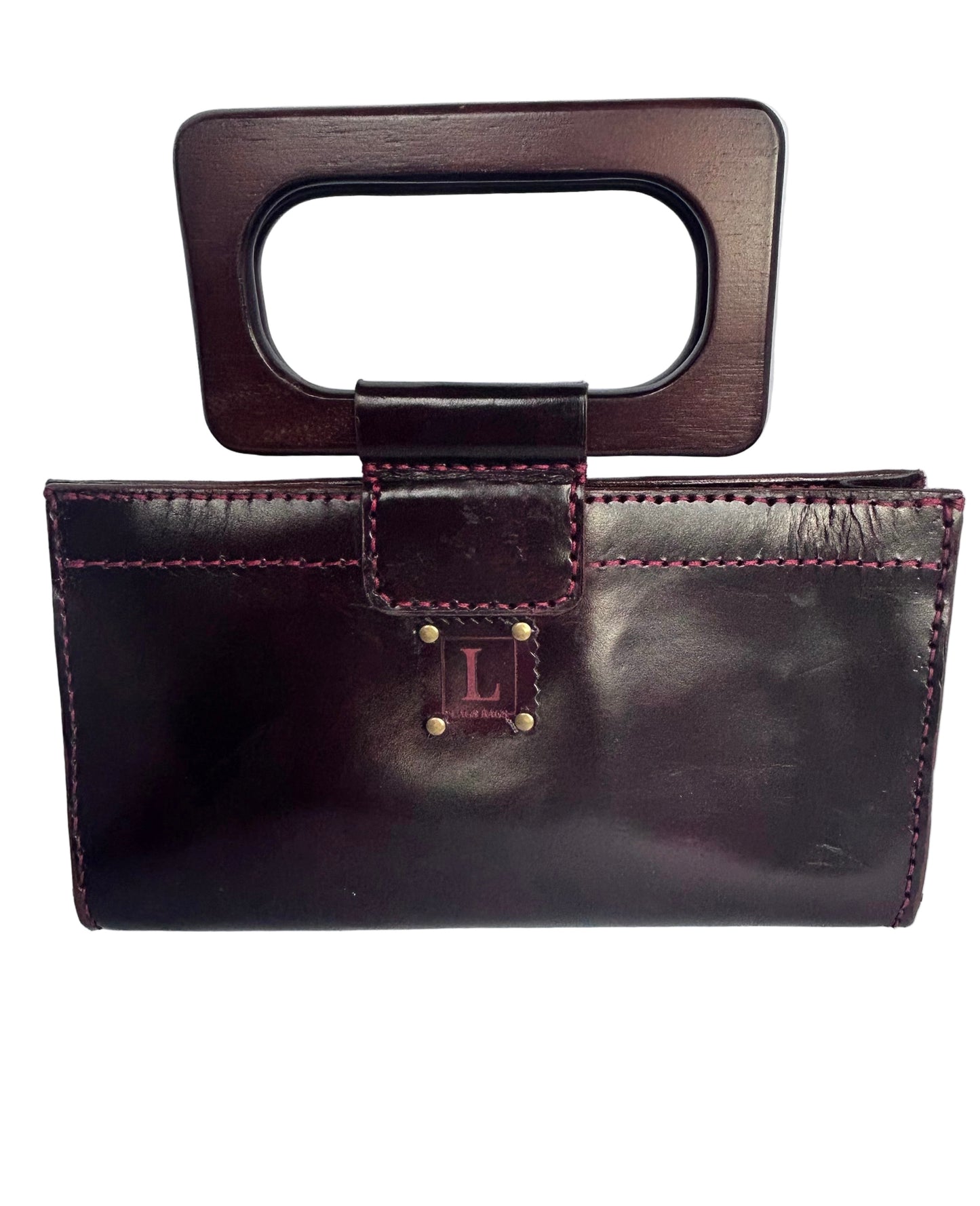 Rectangular “U” with Wooden Handles (eggplant/dark brown handles)