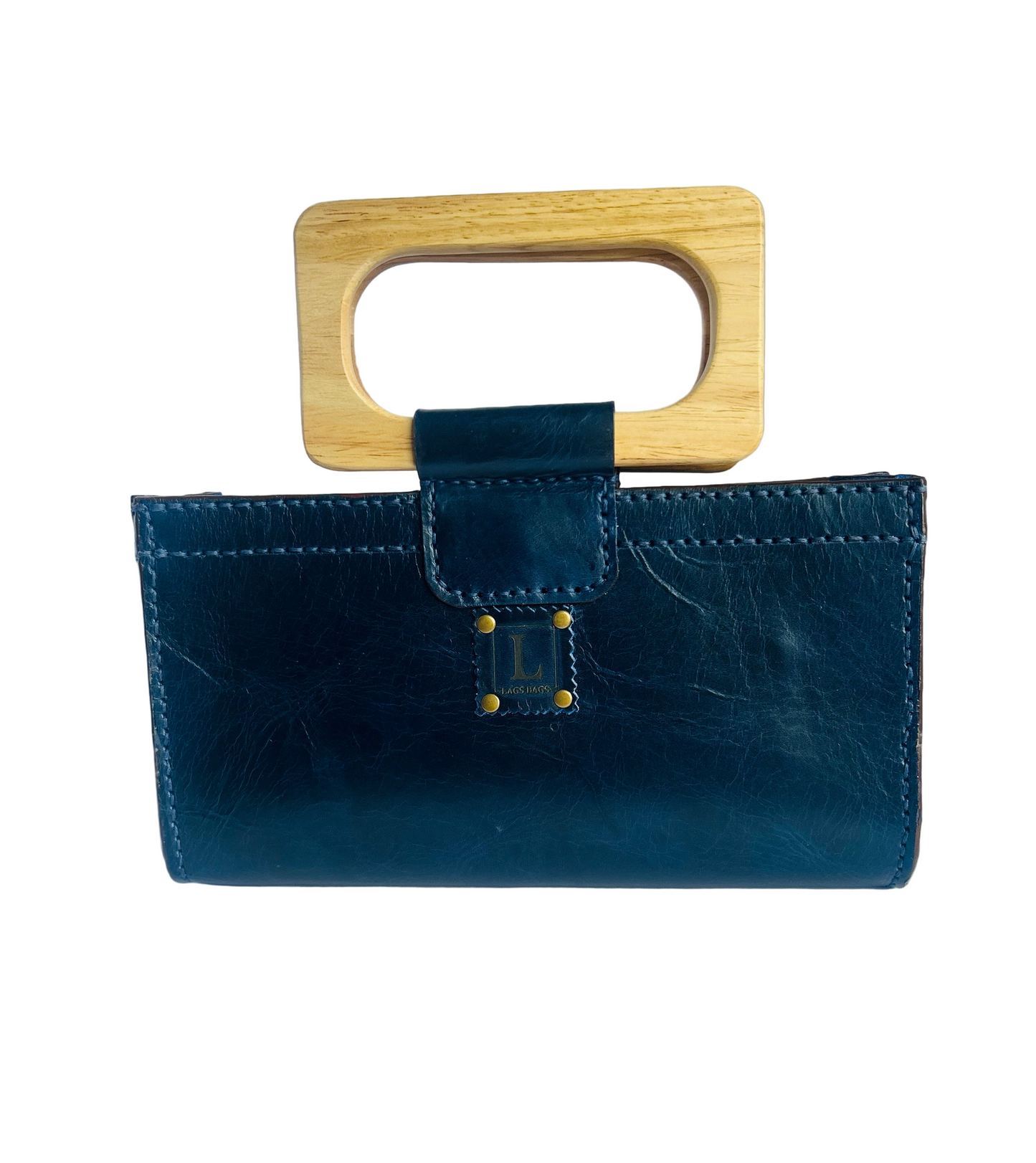 Rectangular “U” with Wooden Handles (blue/natural wood handles)