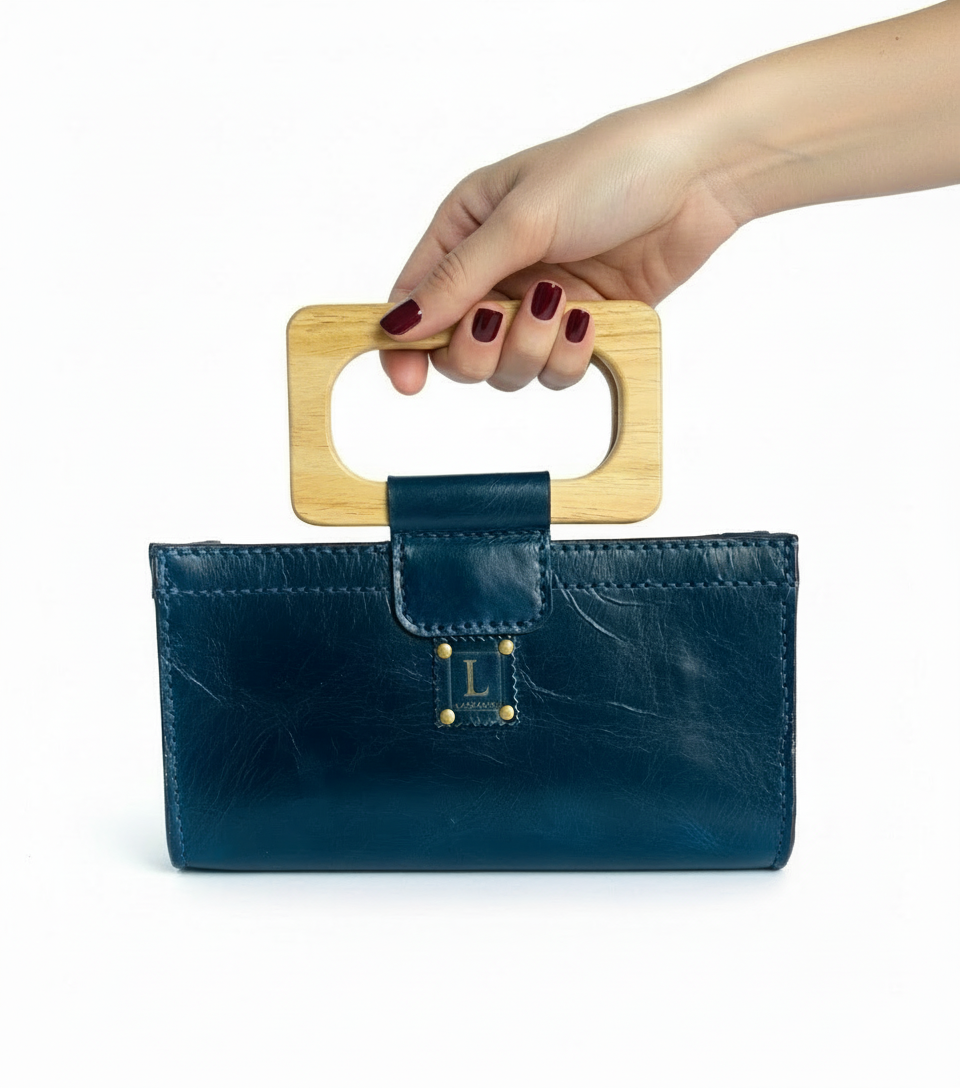 Rectangular “U” with Wooden Handles (blue/natural wood handles)