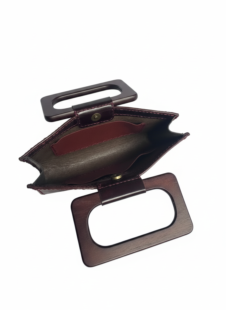 Rectangular “U” with Wooden Handles (eggplant/dark brown handles)