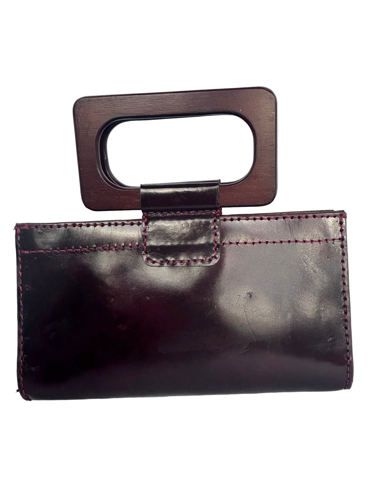 Rectangular “U” with Wooden Handles (eggplant/dark brown handles)