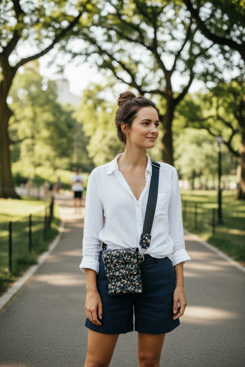 The Everyday Crossbody (Floral -silver hardware)
