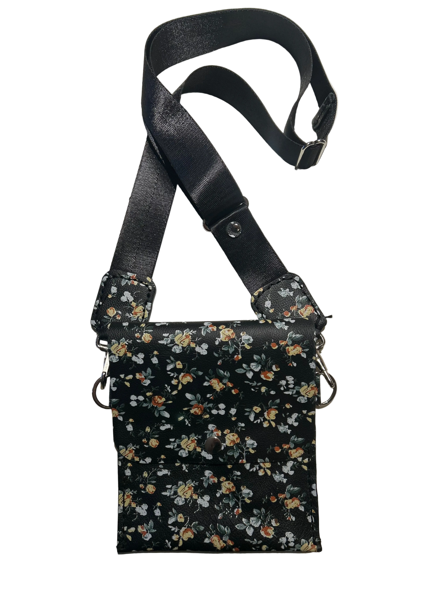 The Everyday Crossbody (Floral - silver hardware)