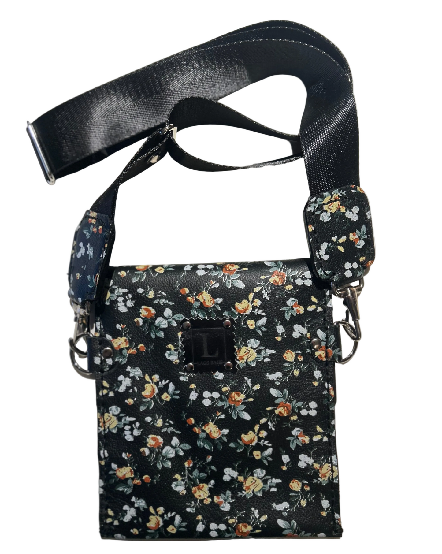The Everyday Crossbody (Floral - silver hardware)